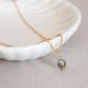Gold Plated Minimalist Necklace with Green Bead Charm